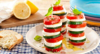 Galbani Mozzarella Caprese Turrets with Cucumber - Galbani