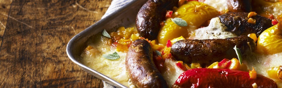 Roasted Pepper, Sausage and Galbani Mozzarella bake - Galbani