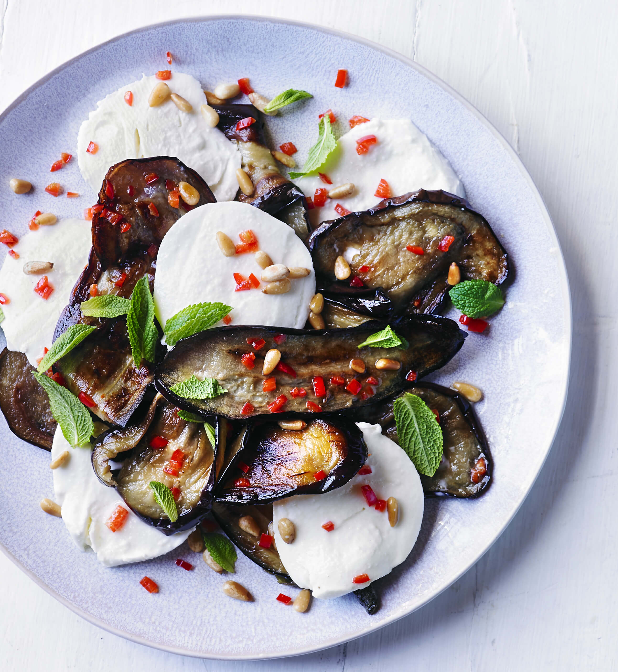 Galbani Mozzarella, Aubergine, Chilli and Mint Salad - Galbani