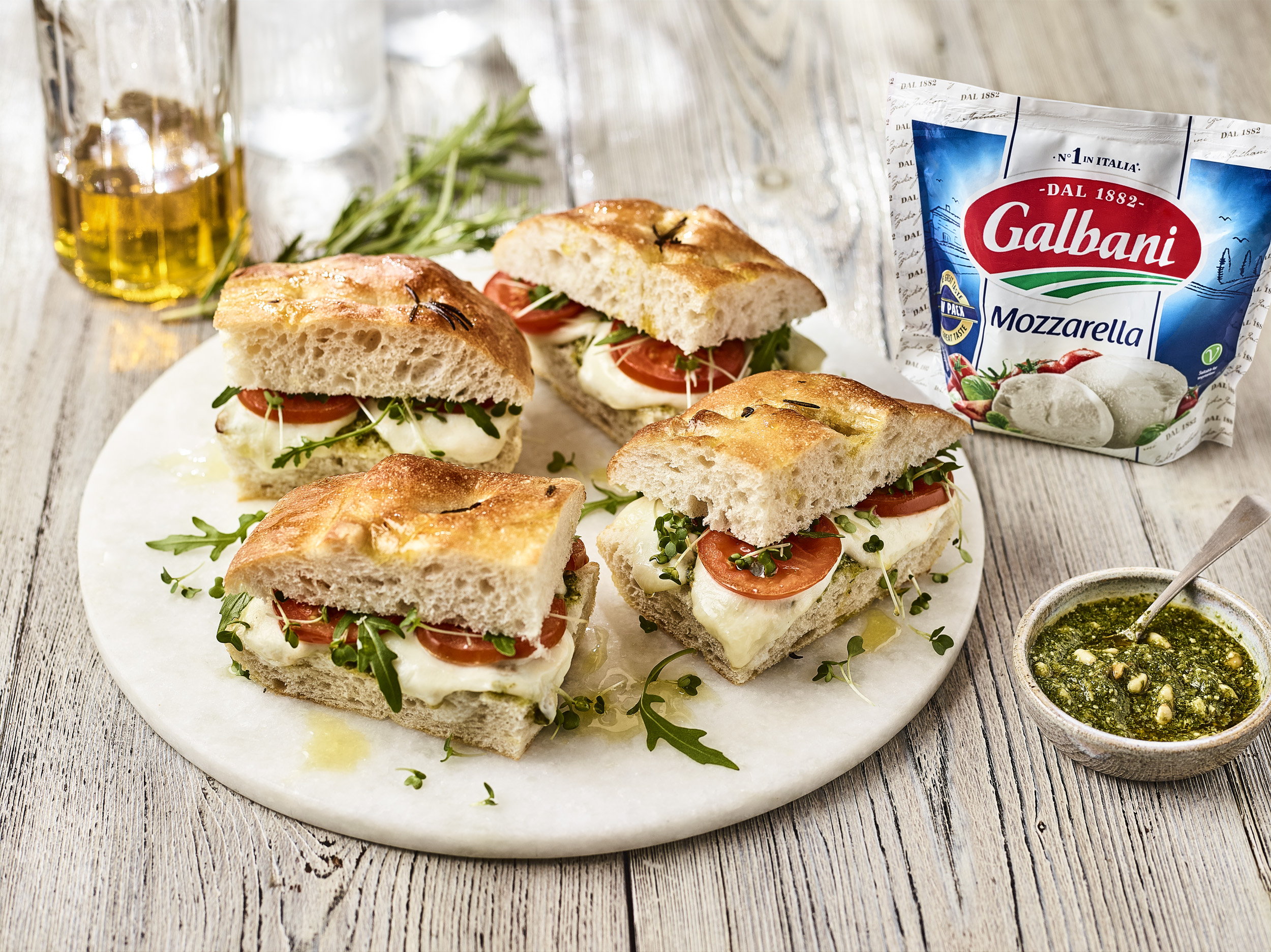 Mozzarella Focaccia Sandwiches - Galbani