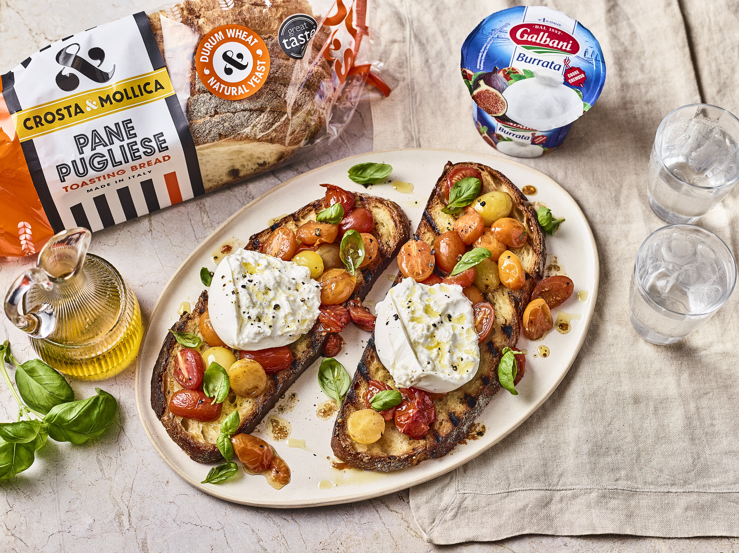 Bruschetta with Pane Pugliese & Burrata - Galbani